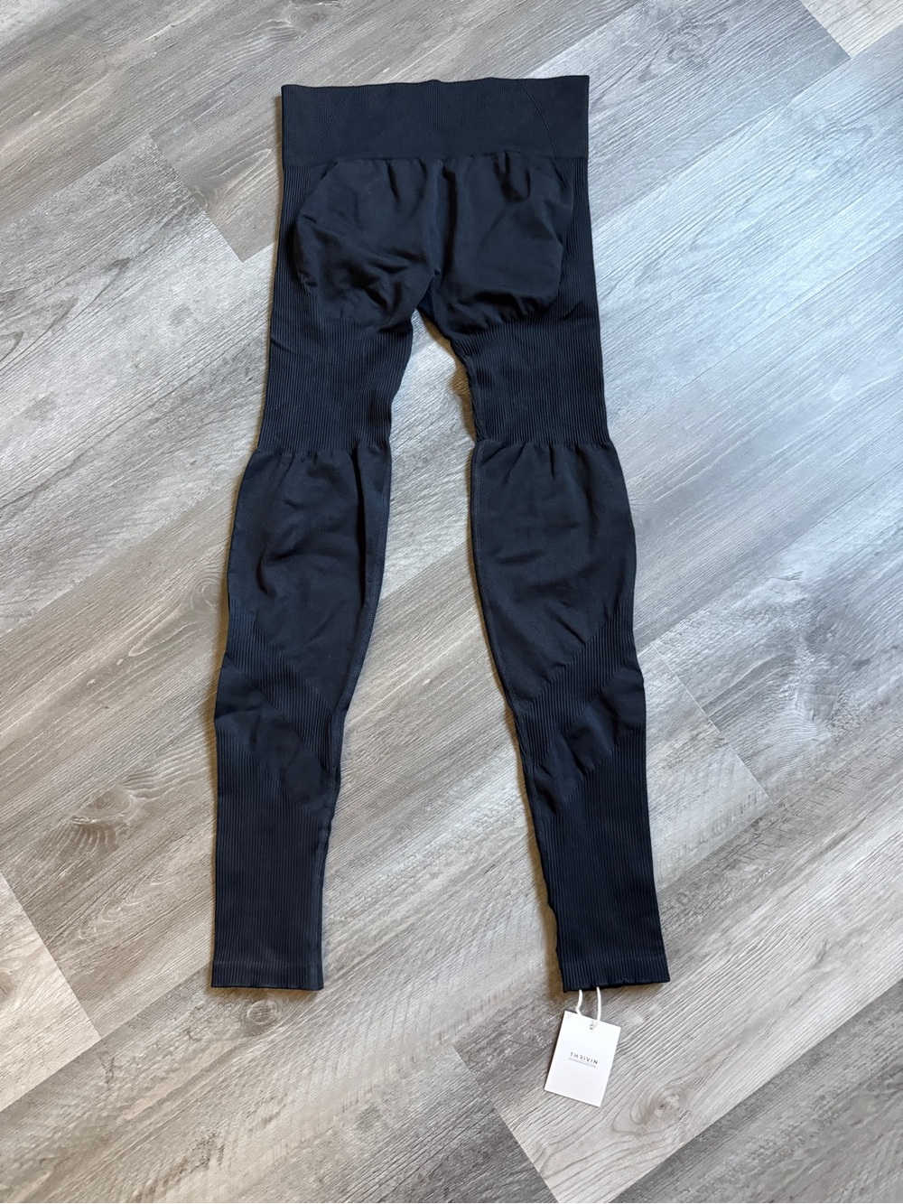 THRIVIN High Waist Elevate Ribbed Contour Leggings Pure Black Medium - Picture 6 of 13